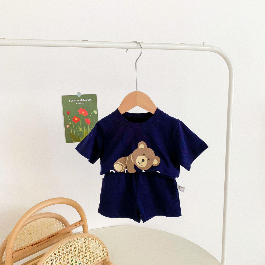 Bộ cộc tay cho bé, bộ trẻ em hình gấu bear