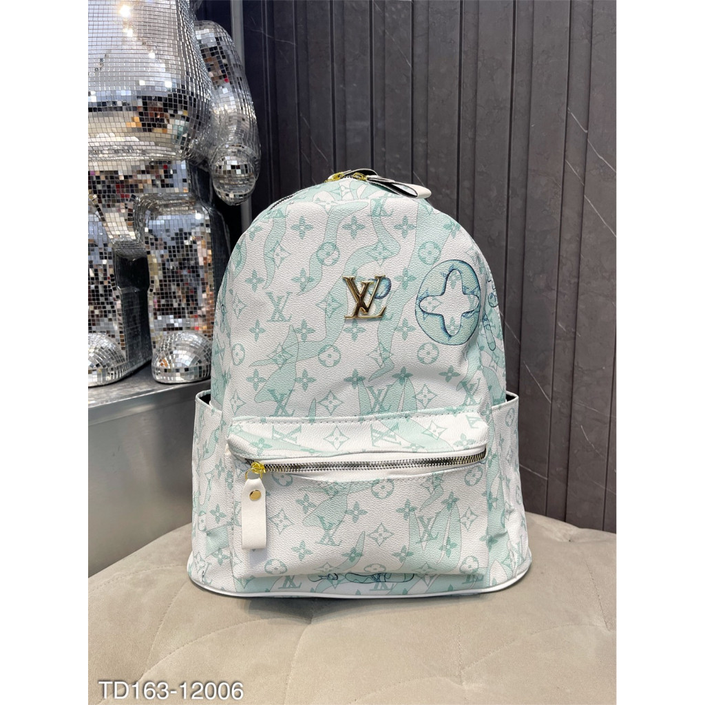 Balo Lv nam nữ đi học đi chơi size 40 chất Canvas màu xanh loang mẫu mới