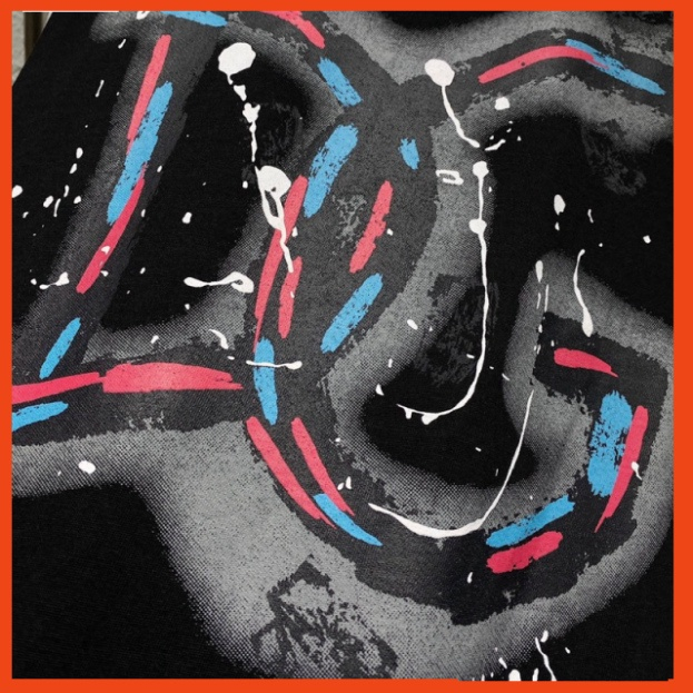 Áo phông nam nữ Dolce in chữ DG vảy sơn loang màu phối tay raglan đen trắng. Áo thun nam nữ unisex form rộng hot 2023