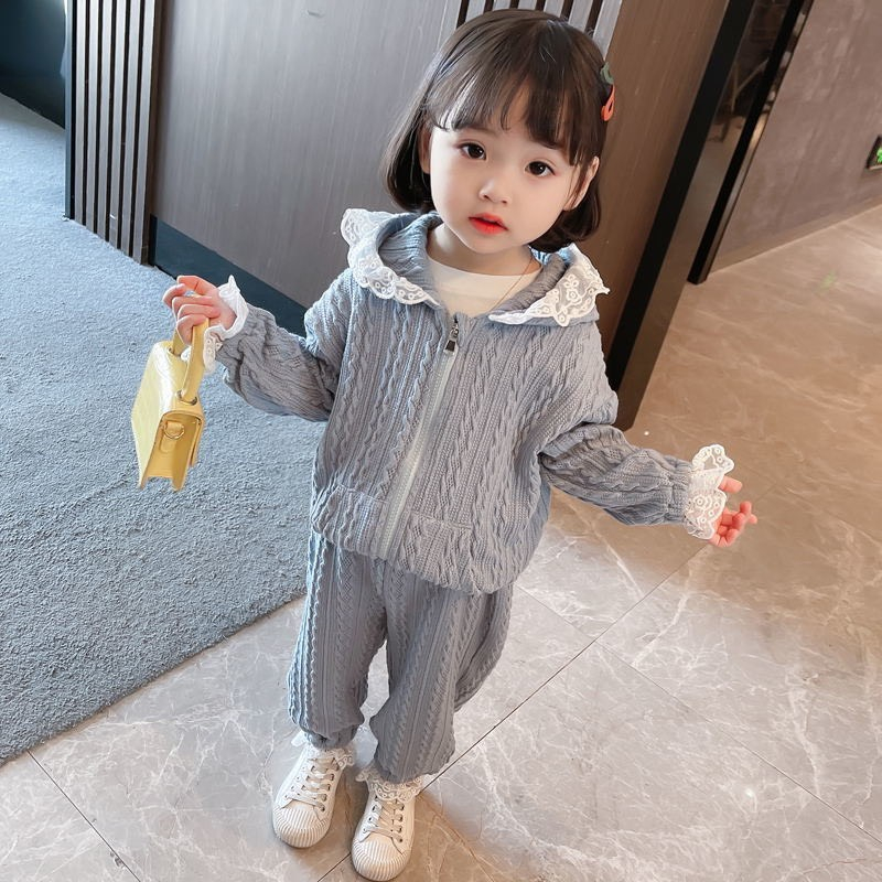 Set Quần Áo Thu Đông Len Dệt Cho Bé Gái