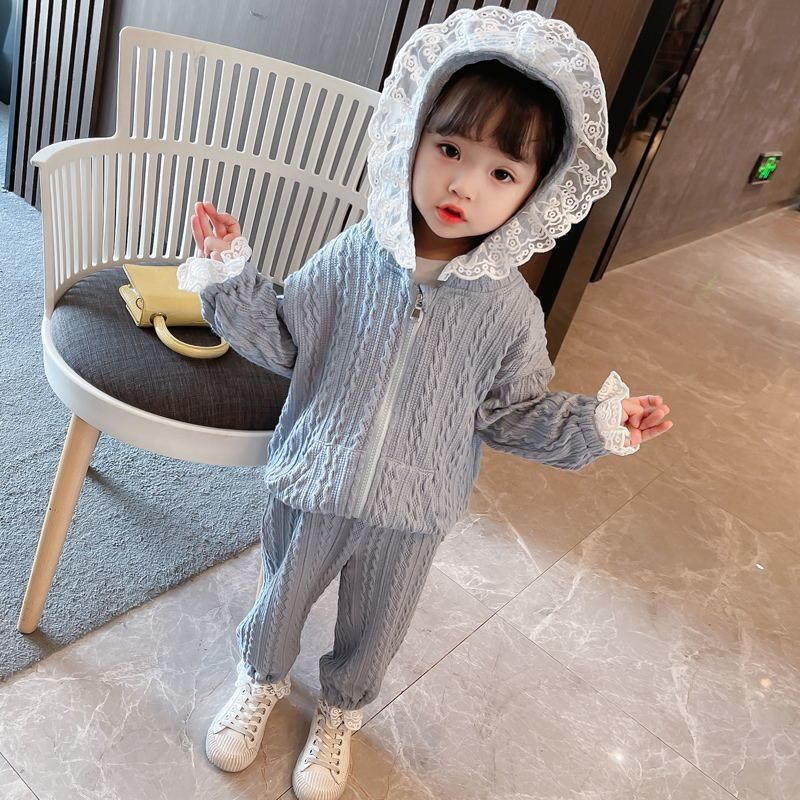 Set Quần Áo Thu Đông Len Dệt Cho Bé Gái