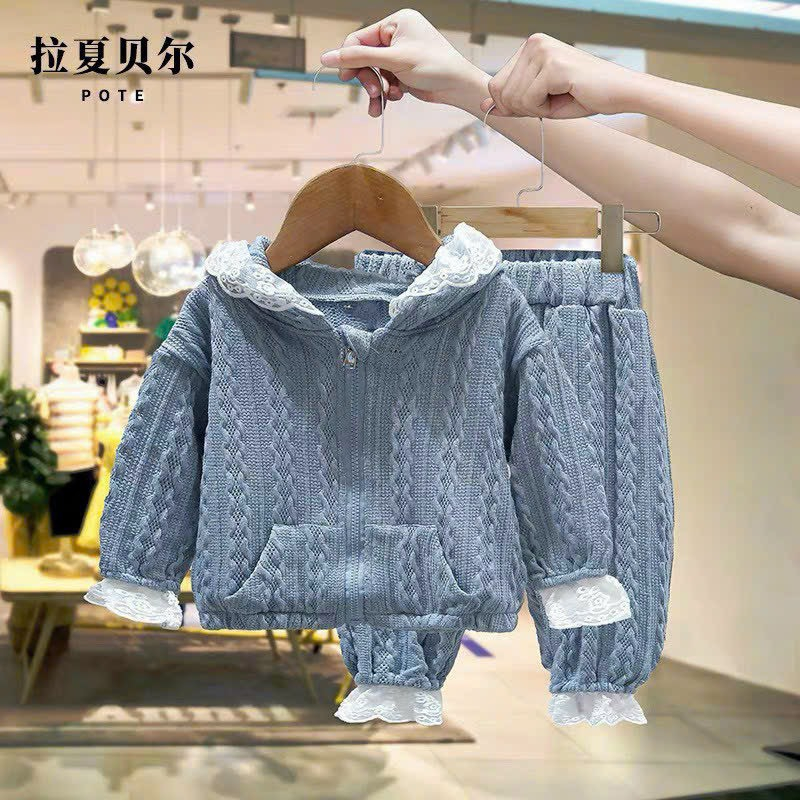 Set Quần Áo Thu Đông Len Dệt Cho Bé Gái