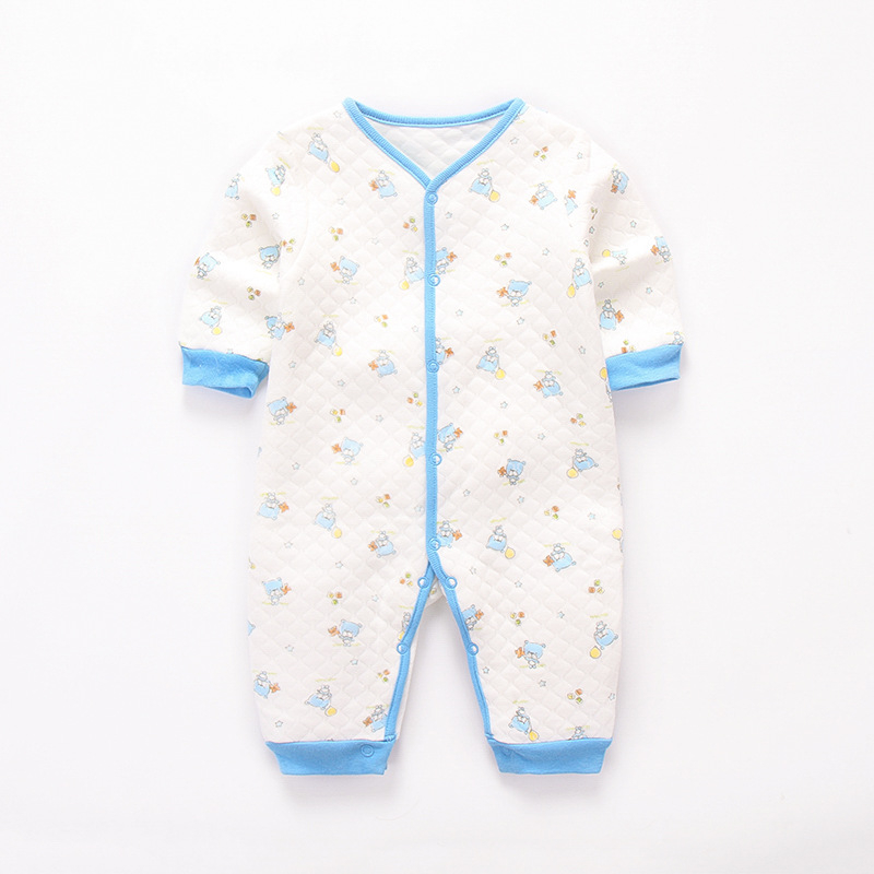 Body chần bông liền quần dài tay mặc thu đông cho bé trai bé gái sơ sinh hàng Quảng Châu Xuất Khẩu