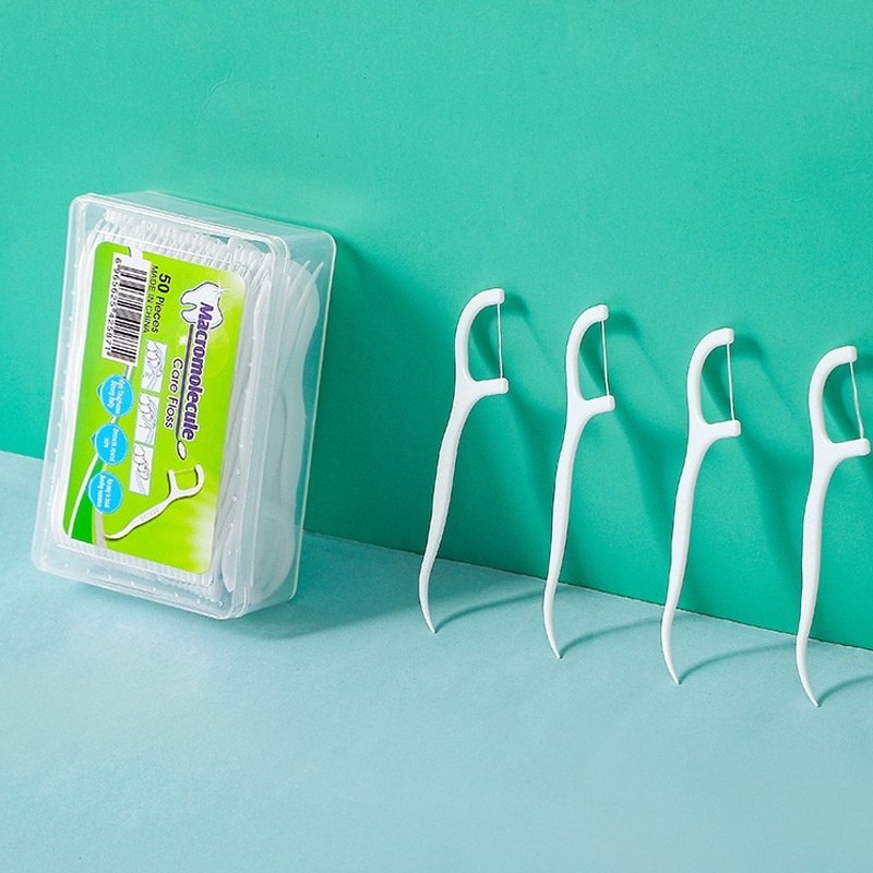Tăm chỉ nha khoa DELADEP hộp 50 Cây Dental Flossers vệ sinh răng miệng CNK01