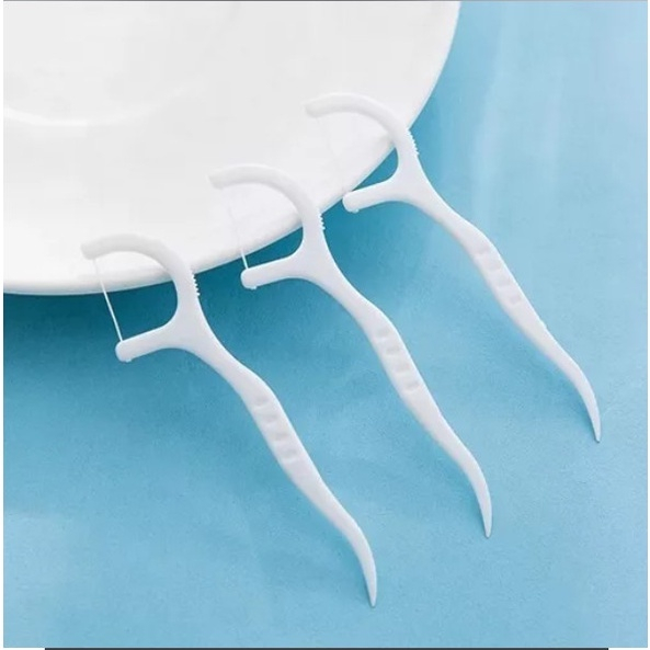 Tăm chỉ nha khoa DELADEP hộp 50 Cây Dental Flossers vệ sinh răng miệng CNK01