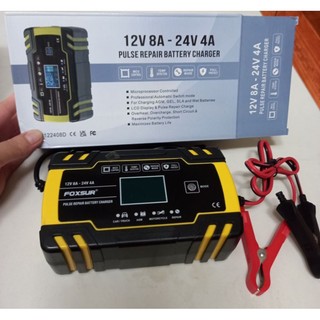 Sạc bình ắc quy 12V 8A - 24V 4A  FOXSUR thông minh tự ngắt khi đầy có chức năng phục hồi ắc quy