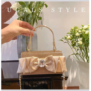 Clutch phủ đá đính nơ lụa tiểu thư quai xách ORD