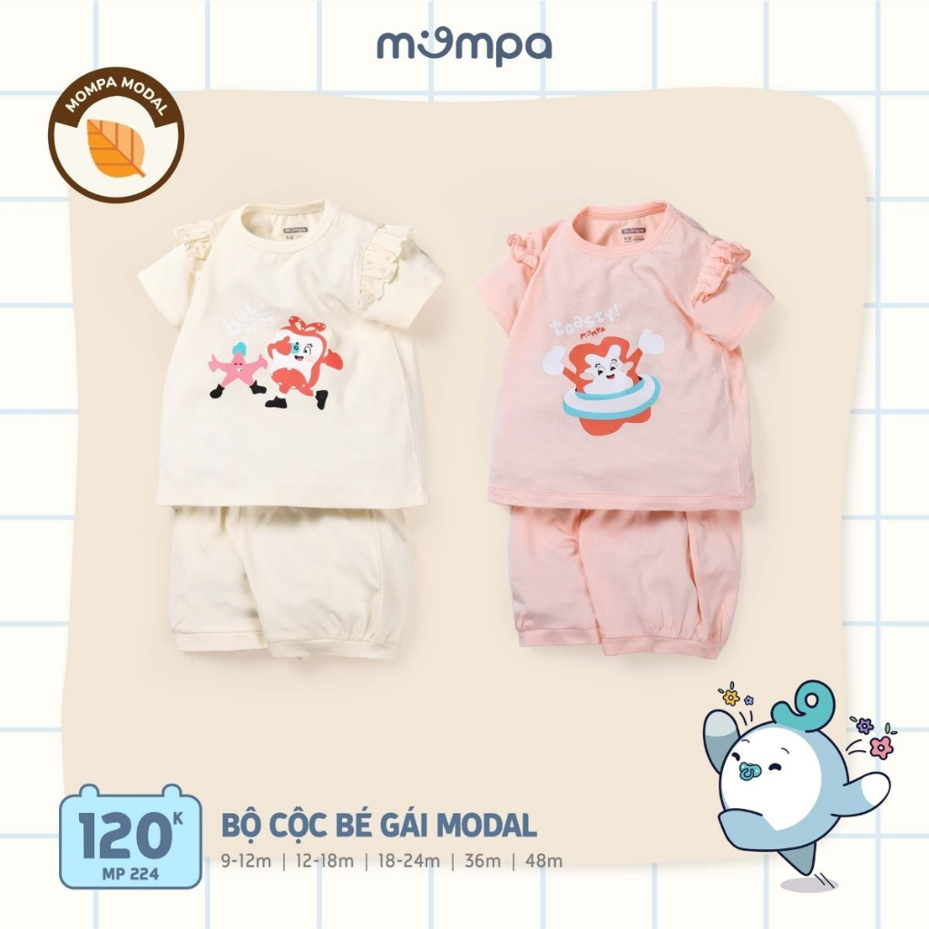 Bộ quần áo cộc tay cho bé Mompa 9 tháng đến 4 tuổi vải modal thoáng mát mềm mại co giãn thấm hút 224