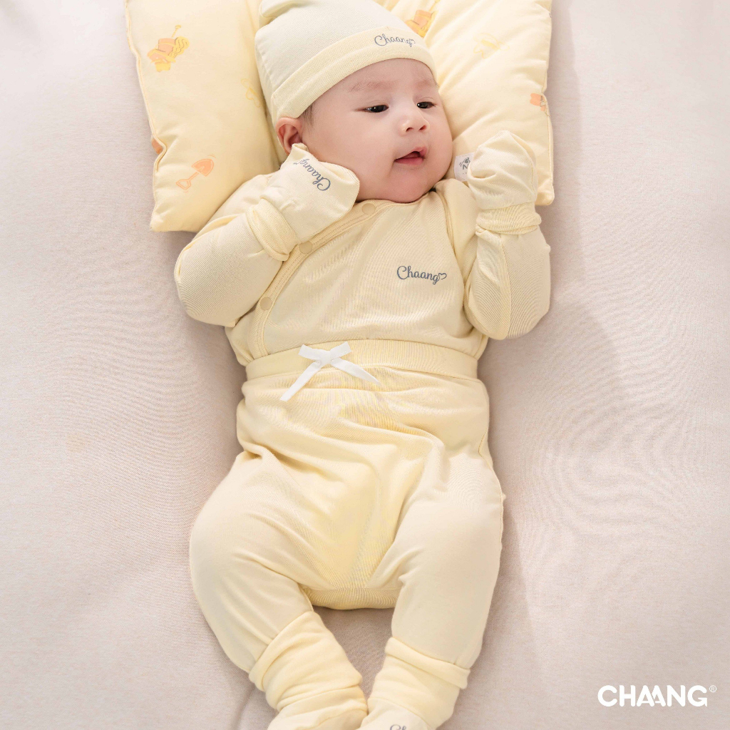 CHAANG Sơ sinh- Bộ cúc chéo, cúc thẳng Chaang cho bé sơ sinh bé trai bé gái đến 6 tháng Theasure AW2023D10
