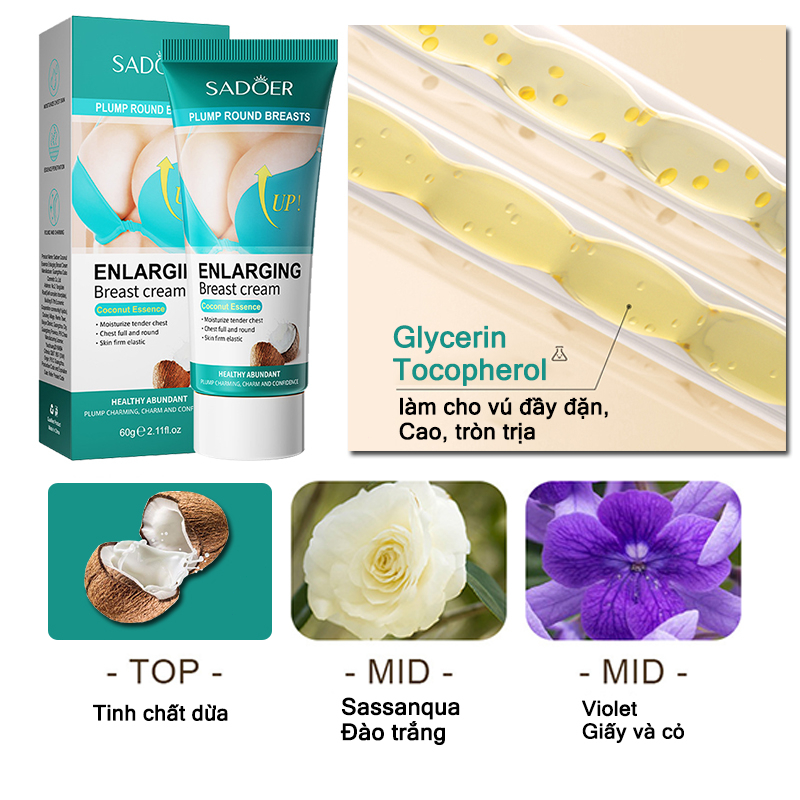 Kem nâng ngực Nâng ngực Kem massage 60g Thắt chặt ngực Ngăn ngừa vú chảy xệ nhanh chóng ngăn ngừa các vấn đề về tuyến