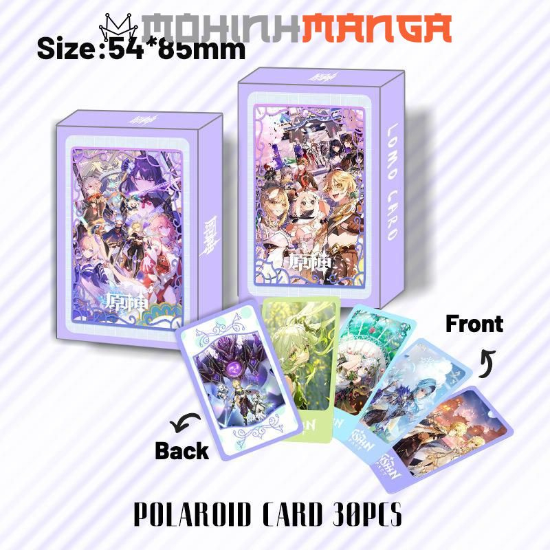 Lomo card hộp 30 thẻ Genshin Impact Kazuha Nahida Venti Ei Zhongli Xiao Albedo Childe Nilou Miko Itto Gorou Aloy