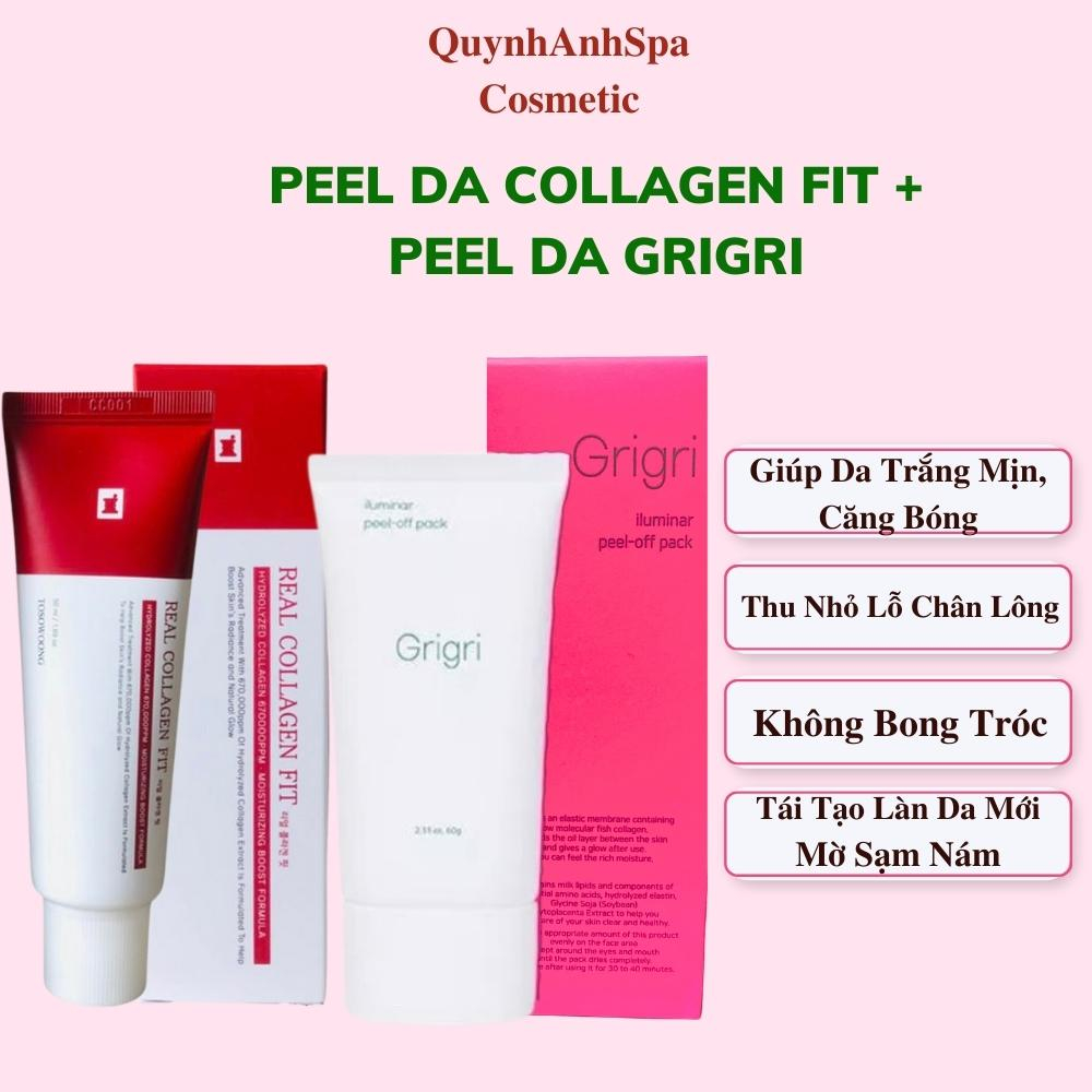 Peel da collagen nano căng bóng Real collagen fit + Peel da Grigri iluminar Hàn Quốc Giúp da trắng sáng, mịn màng 50ml | BigBuy360 - bigbuy360.vn