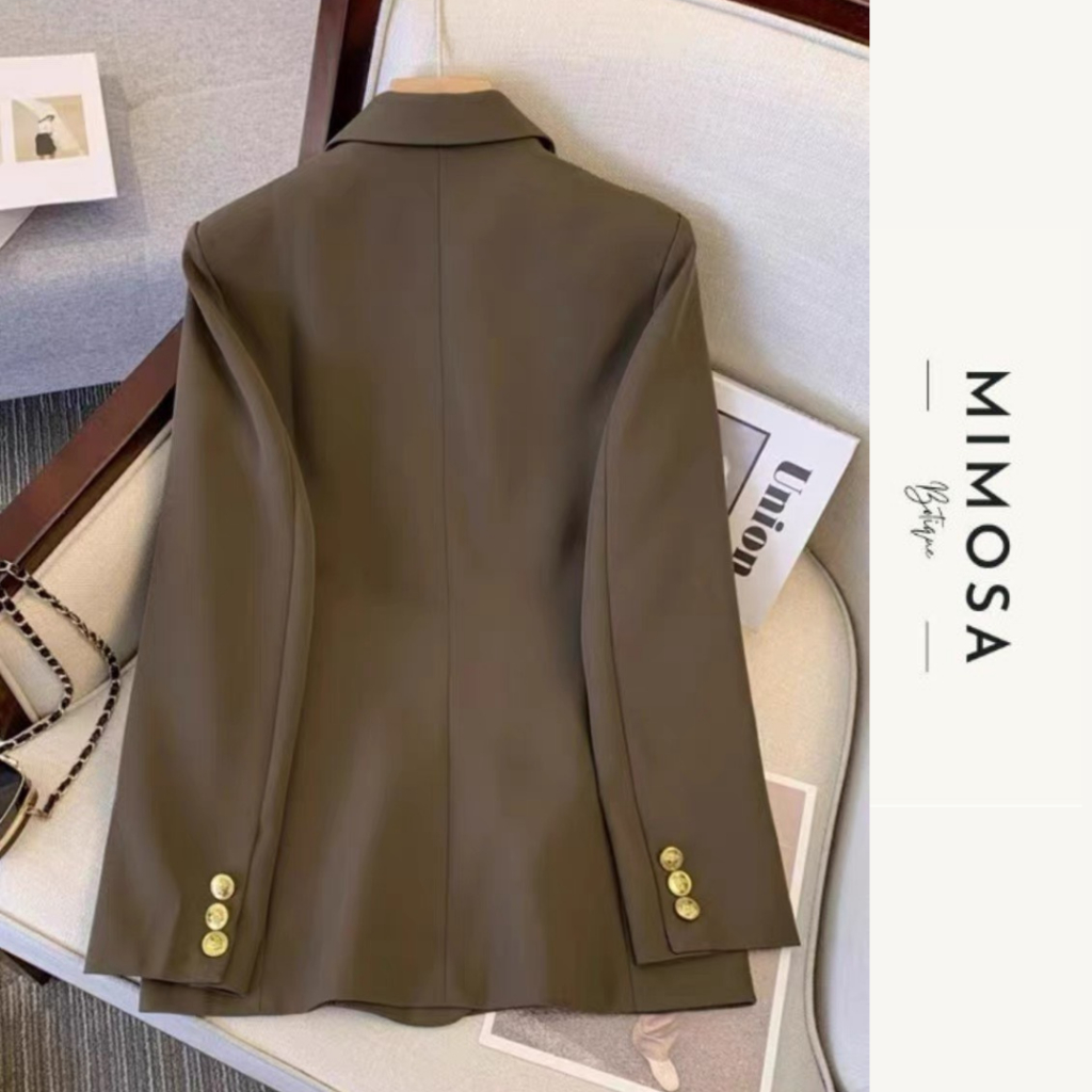 Áo vest nữ chất chéo Ý Cao Cấp đệm vai BigSize MiMoSa, Áo blazer nữ khoác ngoài 2 lớp dài tay 216 | BigBuy360 - bigbuy360.vn