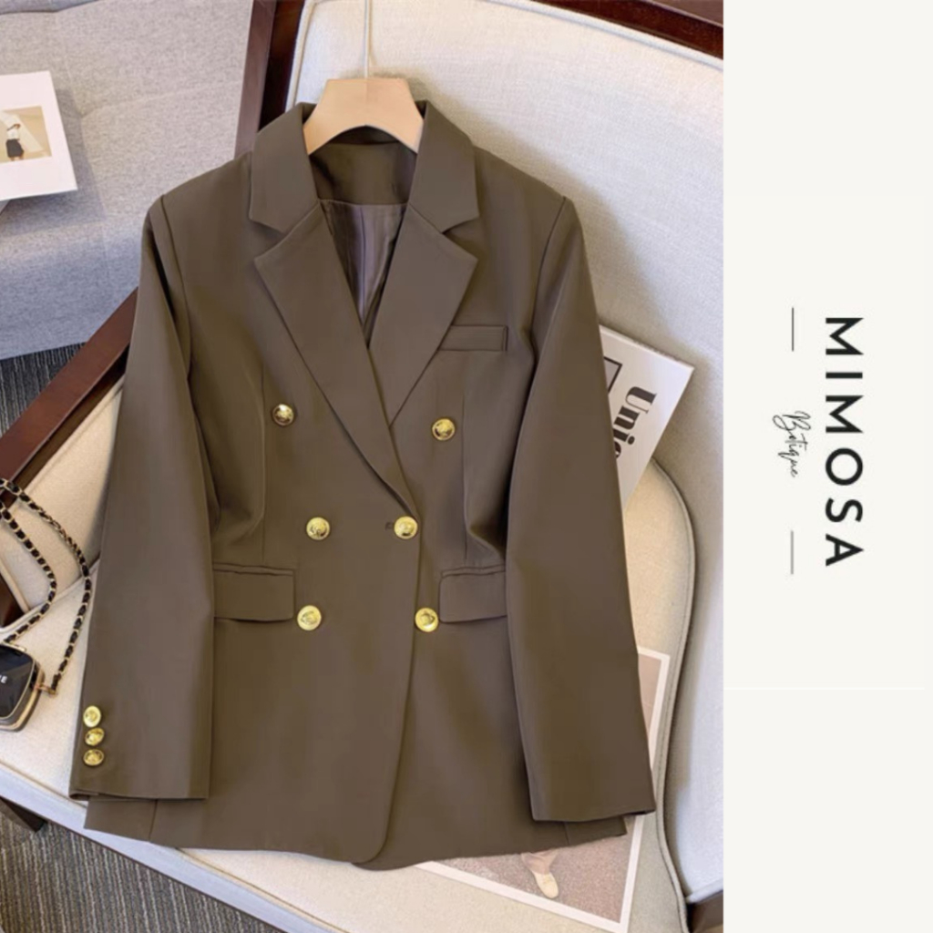 Áo vest nữ chất chéo Ý Cao Cấp đệm vai BigSize MiMoSa, Áo blazer nữ khoác ngoài 2 lớp dài tay 216 | BigBuy360 - bigbuy360.vn
