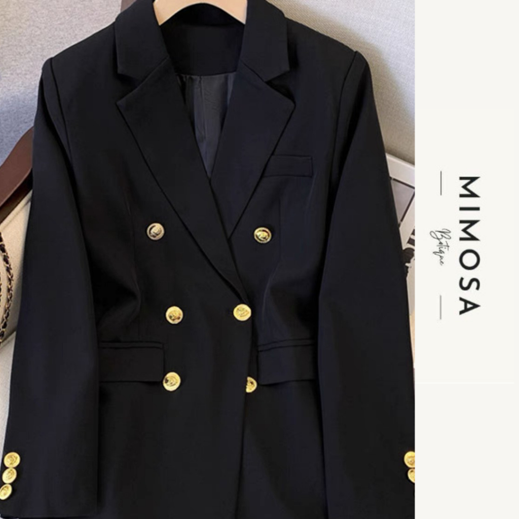 Áo vest nữ chất chéo Ý Cao Cấp đệm vai BigSize MiMoSa, Áo blazer nữ khoác ngoài 2 lớp dài tay 216 | BigBuy360 - bigbuy360.vn