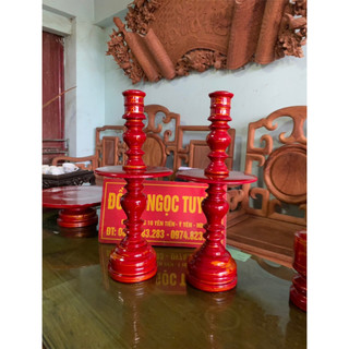 Đôi chân nến thờ gỗ tự nhiên cao 40cm
