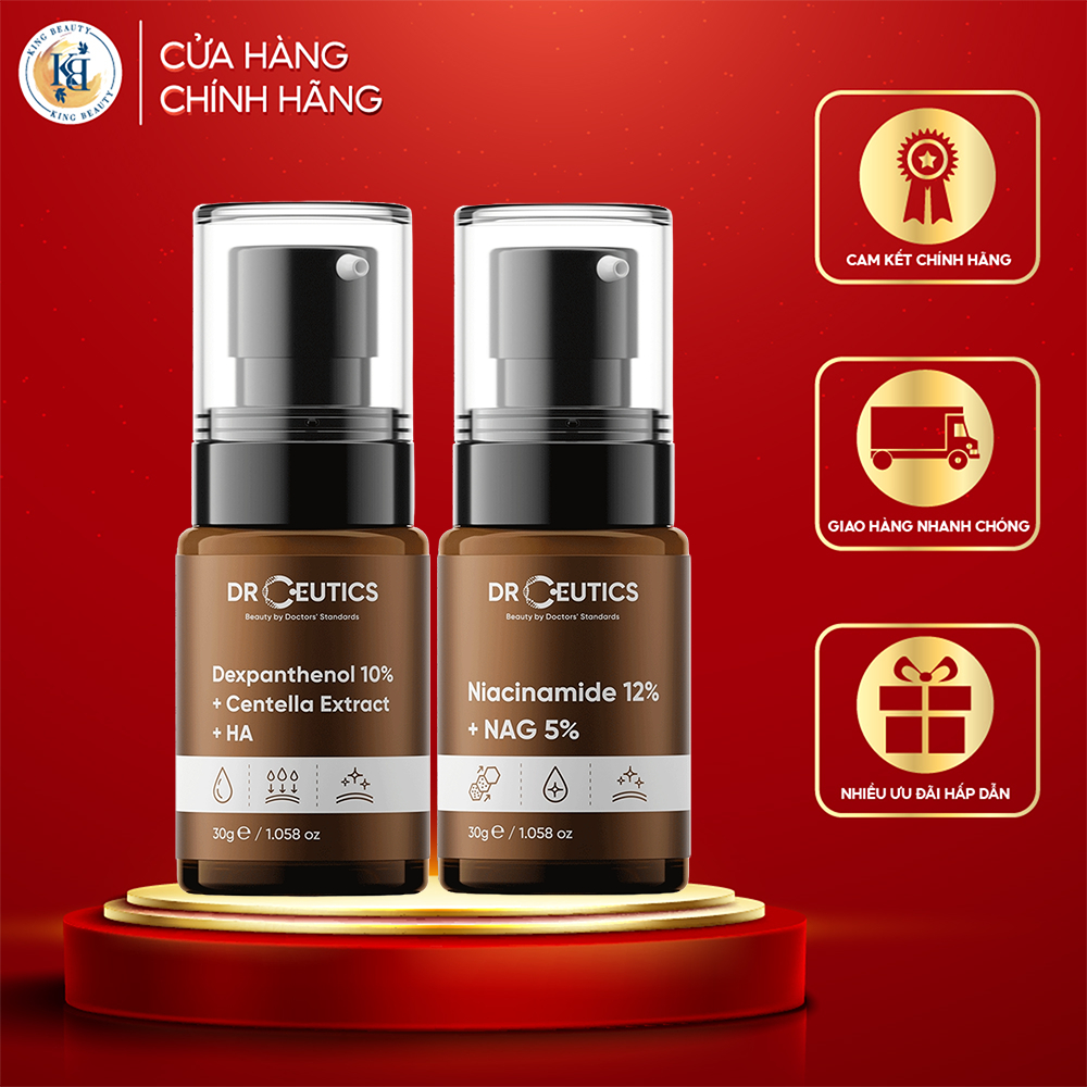 Combo 2 SP Giúp Cấp Ẩm Và Làm Sáng Da DrCeutics (Dexpanthenol 10% + Niacinamide12% 30ml)