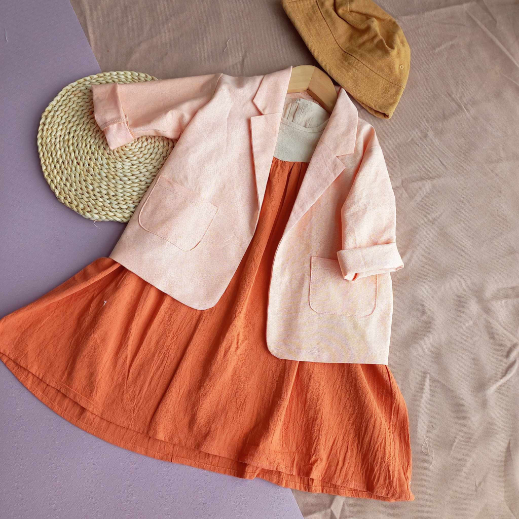 Áo khoác cổ vest cho bé gái,chất liệu thô oxfox 1 lớp