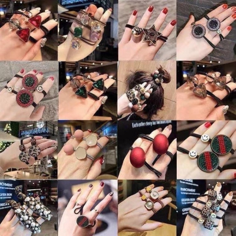 Bịch 50 dây cột tóc nhiều hình phong cách vintage hàn quốc siêu xinh