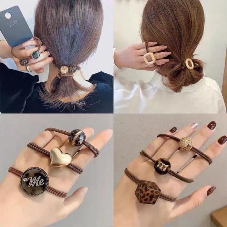 Bịch 50 dây cột tóc nhiều hình phong cách vintage hàn quốc siêu xinh