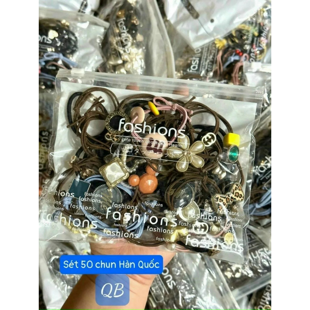 Bịch 50 dây cột tóc nhiều hình phong cách vintage hàn quốc siêu xinh