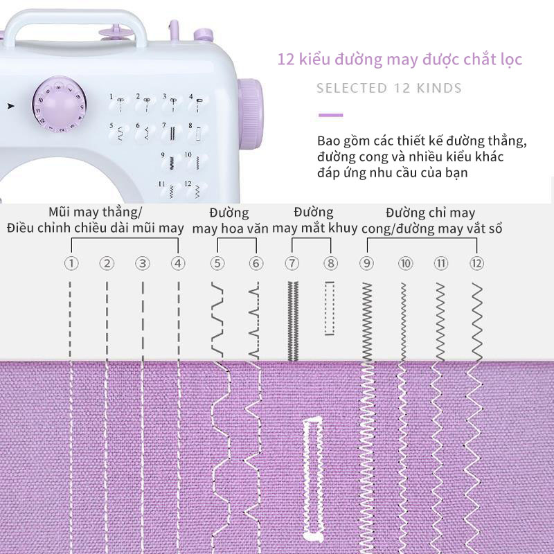 Máy May Mini Để Bàn Gia Đình có thể may tất cả các loại quần áo May Được Vải Thun Kèm Chân Vịt