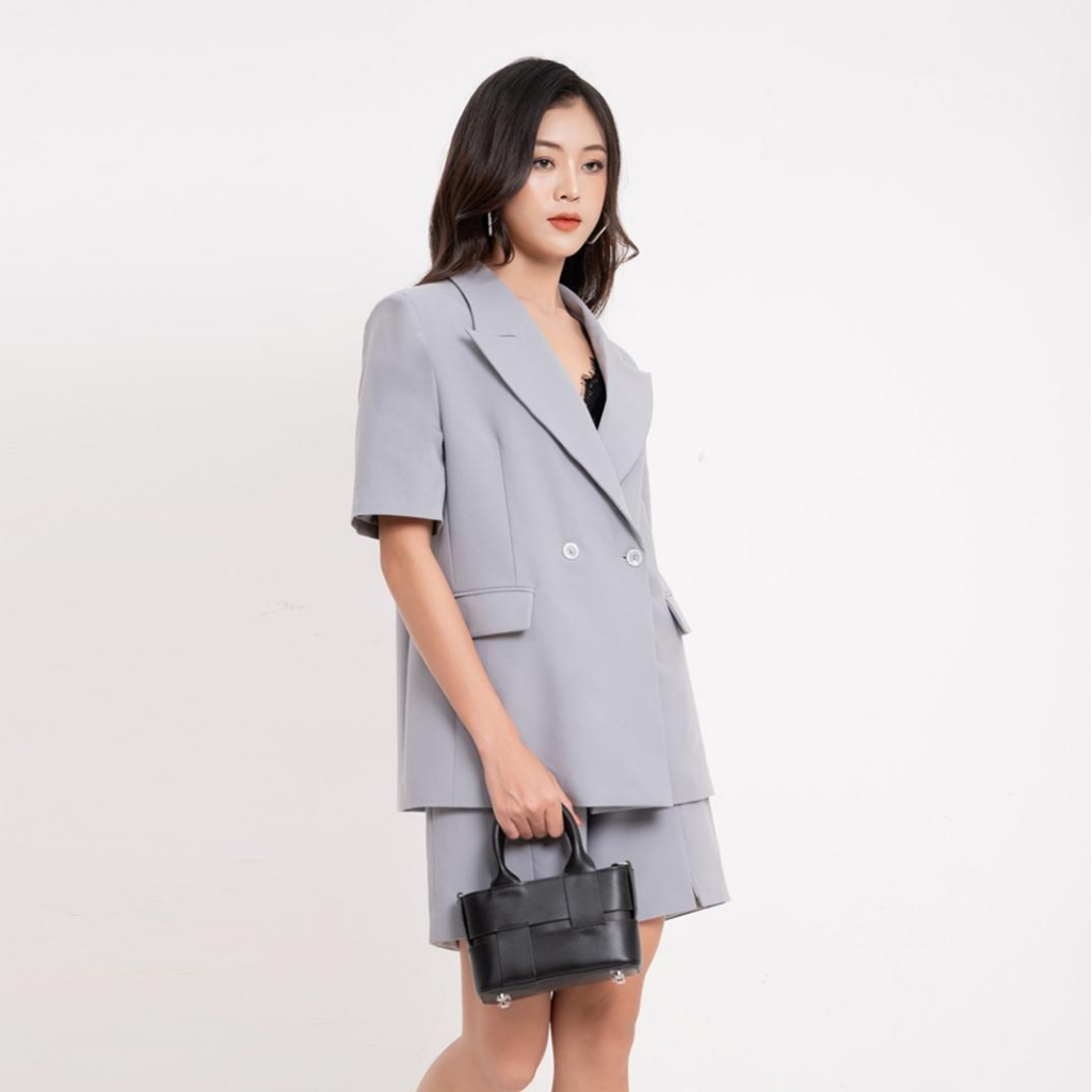 Bộ vest nữ cộc tay quần đùi 2 lớp MELLI phong cách Hàn Quốc sang chảnh và cá tính từ 42kg đến 60kg BV01