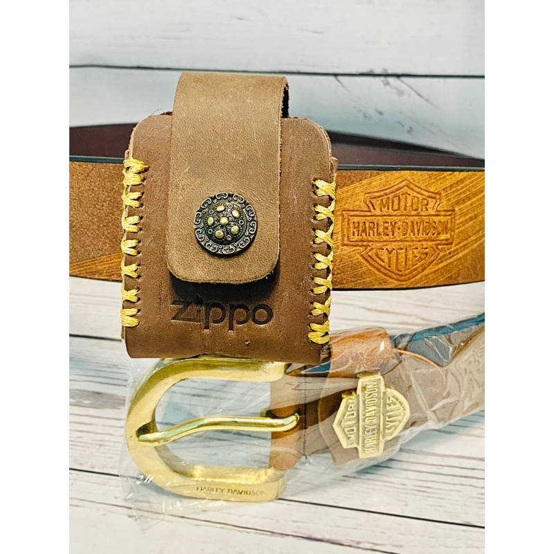 Combo bao da đựng Zippo và thắt lưng nam Harley Davidson