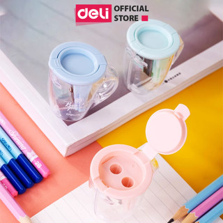 Gọt bút chì, chuốt bút chì Deli mini học sinh văn phòng nhỏ gọn, tiện lợi, màu pastel - Lưỡi thép không gỉ, sắc bén
