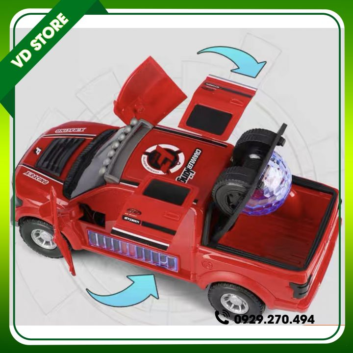Đồ Chơi Ô Tô Biến Hình Xoay Tự Động 360 Độ Có Đèn Led Và Nhạc Nền Cho Bé
