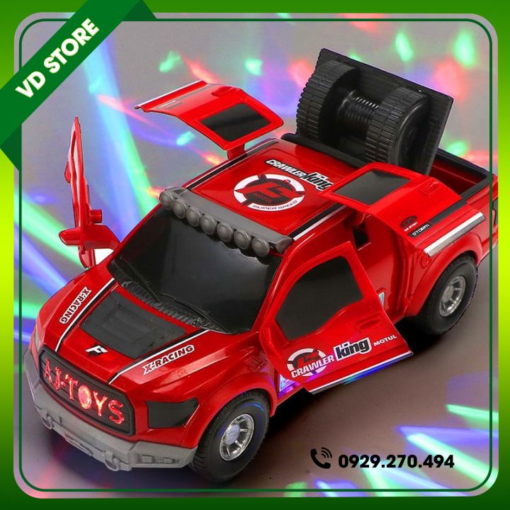 Đồ Chơi Ô Tô Biến Hình Xoay Tự Động 360 Độ Có Đèn Led Và Nhạc Nền Cho Bé