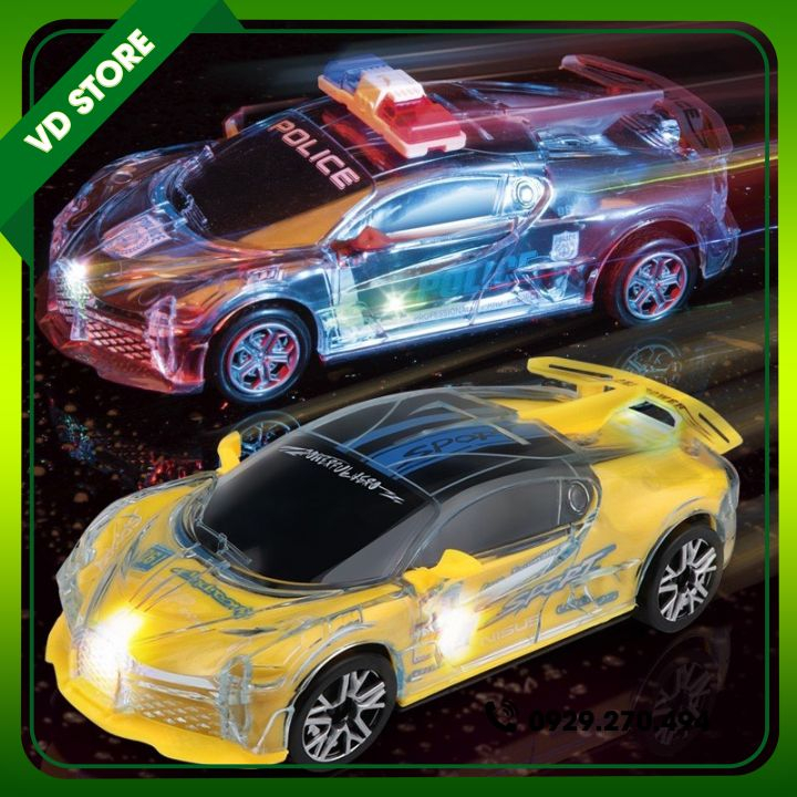 Đồ Chơi Ô tô Bugatti Chạy Pin Phát Sáng Tự Di Chuyển Có Đèn Nhạc - Tặng Pin AA