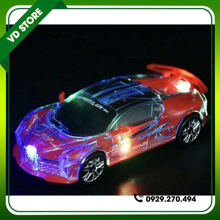 Đồ Chơi Ô tô Bugatti Chạy Pin Phát Sáng Tự Di Chuyển Có Đèn Nhạc - Tặng Pin AA