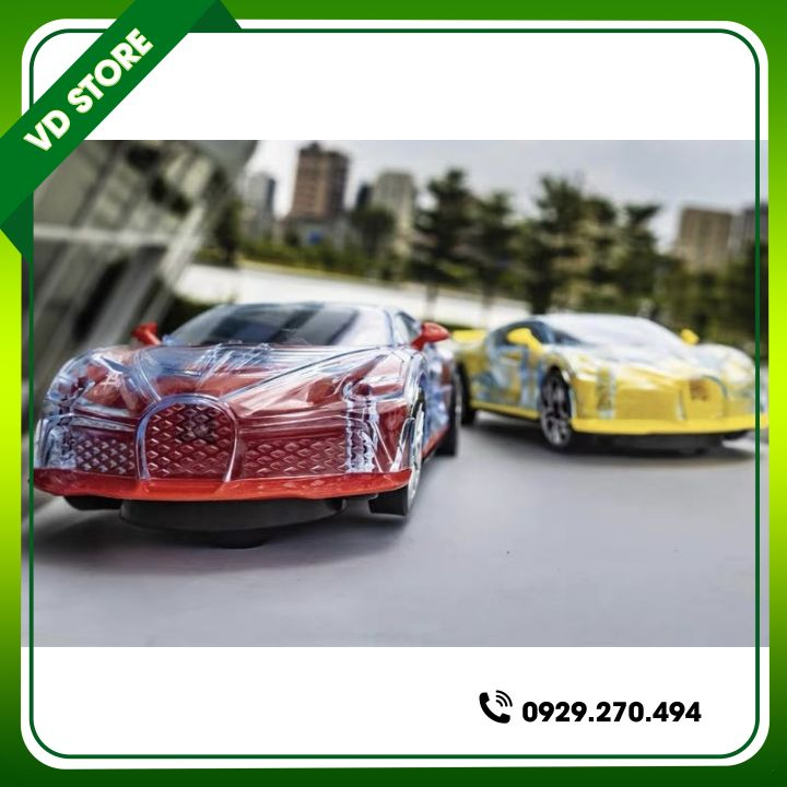 Đồ Chơi Ô tô Bugatti Chạy Pin Phát Sáng Tự Di Chuyển Có Đèn Nhạc - Tặng Pin AA