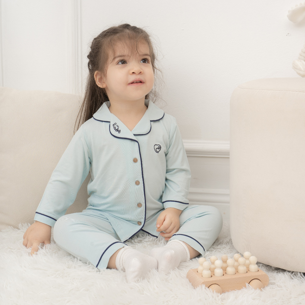 Bộ Quần Áo cho bé mặc nhà, Bộ Pyjamas dài tay chất liệu Sợi Tre Đan Mạch BU Baby BBB110208 | Quần áo BU Baby chính hãng