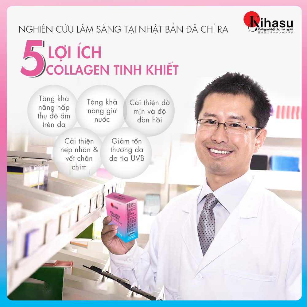 Đại lý - 13 hộp Bột Collagen Peptide KIHASU giúp da sáng, mờ sạm nám da (Hộp 10 gói x 5gram) - Đại lý