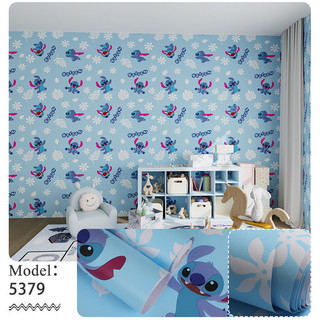 1m decal giấy dán tường hoạt hình STITCH xanh dễ thương khổ 45cm