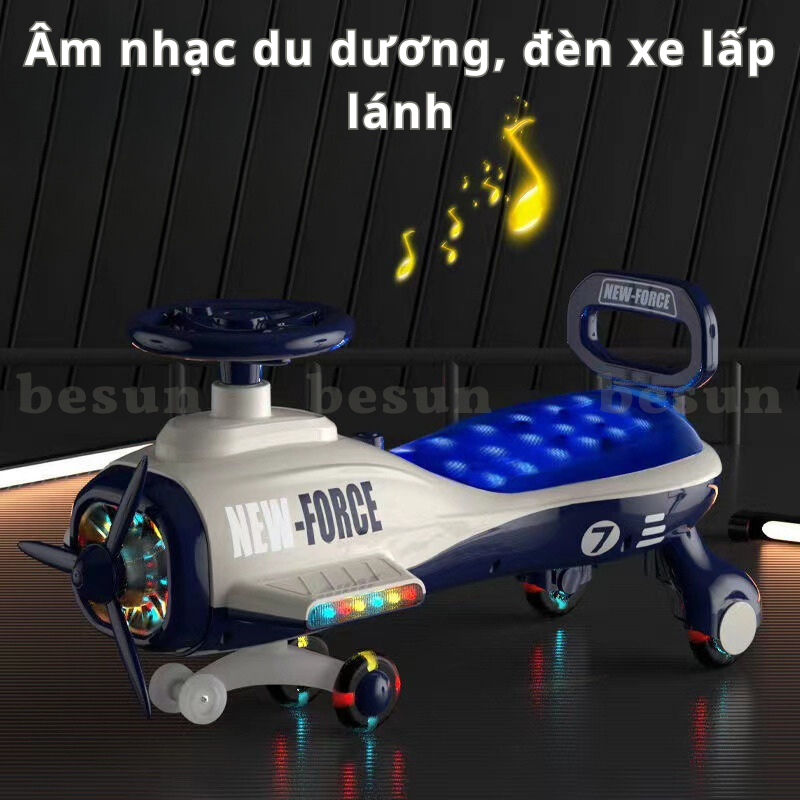 Xe lắc cho bé có nhạc BESUN Xe chòi chân trẻ em tải trọng lớn mô hình MÁY BAY