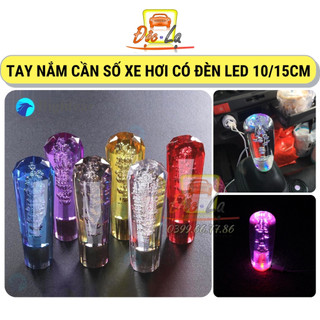 Tay nắm cần số xe hơi có đèn led gradient 10/15cm nhiều màu tay nắm cần số xe hơi pha lê trong suốt có đèn led