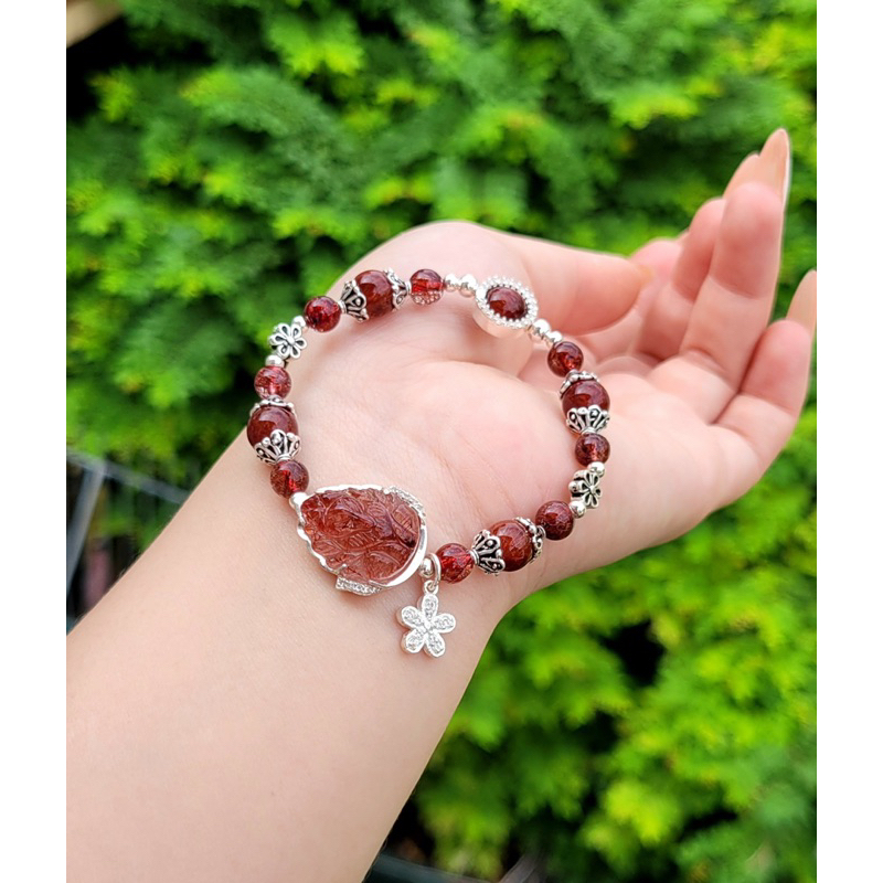 vòng tay mix Hồ Ly Thạch Anh Tóc Đỏ phong thuy