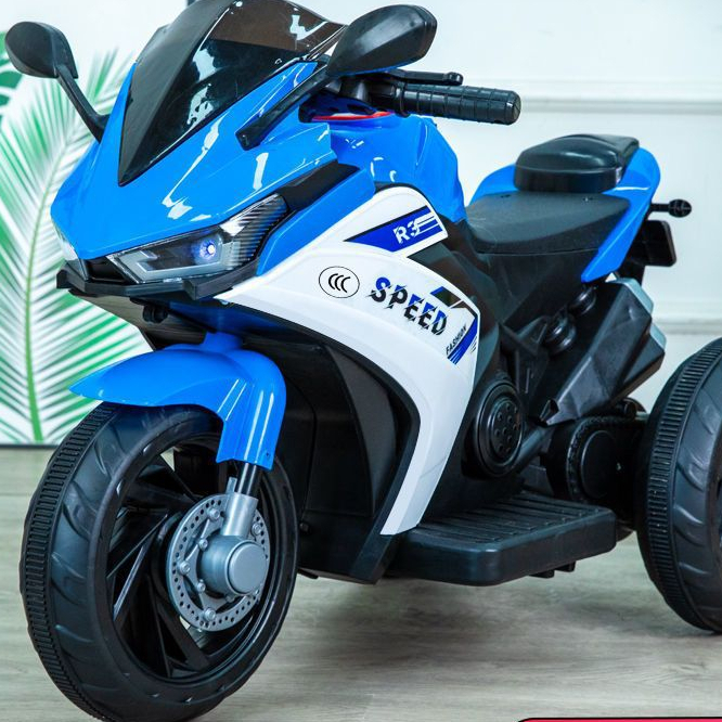 Xe máy điện trẻ em moto điện có đèn bánh xe có chân gas tự lái cho bé mẫu Ninja H2r