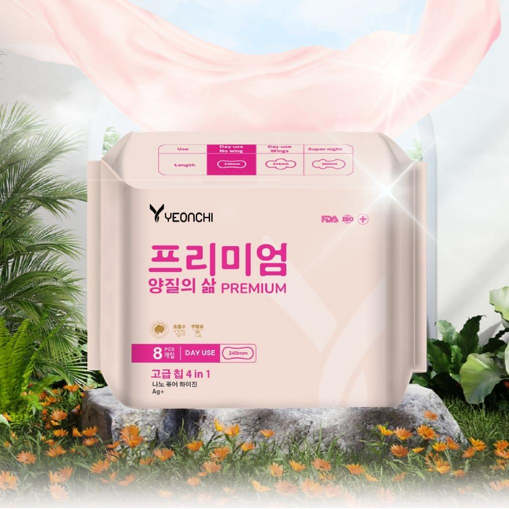 Băng vệ sinh ban ngày Yeonchi Premium có cánh 245mm Hàn Quốc siêu thấm siêu mỏng 0.1cm