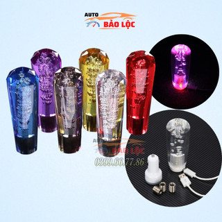 Tay nắm cần số xe hơi có đèn led gradient 10/15cm nhiều màu tay nắm cần số xe hơi pha lê trong suốt có đèn led