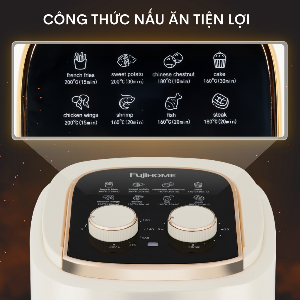 Nồi chiên không dầu nhập khẩu FUJIHOME A5GW dung tích 5,5 lít - Công nghệ Nhật Bản - Lỗi 1 đổi 1 trong 30 ngày