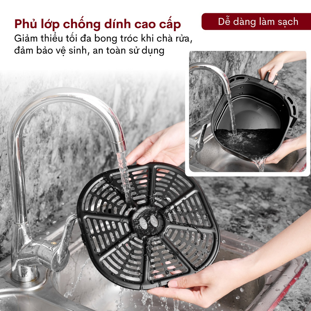 Nồi chiên không dầu 6,5 lít nhập khẩu FUJIHOME A6GG Công suất 1600W - Nhìn được thực phẩm bên trong - Bảo hành 18 tháng