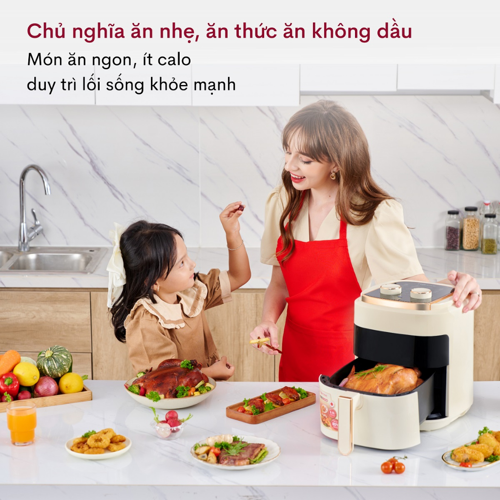 Nồi chiên không dầu nhập khẩu FUJIHOME A5GW dung tích 5,5 lít - Công nghệ Nhật Bản - Lỗi 1 đổi 1 trong 30 ngày