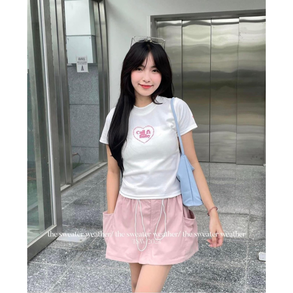 Áo phông nữ áo thun nữ BABY TEE cổ tròn tay ngắn in chữ CALL BABY hottrend PANOSI - A94