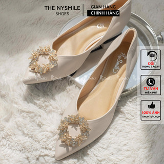 Giày cao gót búp bê nữ mũi nhọn phối vòng hoa đá gót cao 1P The NySmile - LAREL LAREL 2