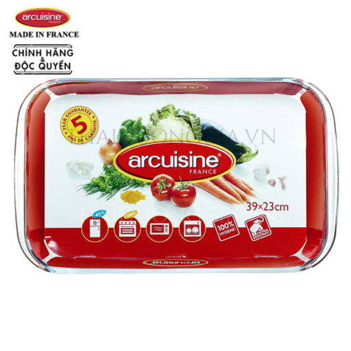 Khay thủy tinh vi sóng, lò nướng chữ nhật lớn 39 x 23cm Pháp Arcuisine - 10293