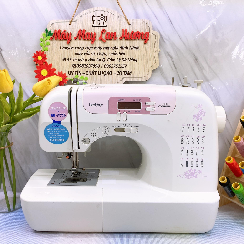 Máy may Nhật Máy May Gia Đình Máy May Mini Brother đời mới-Chạy siêu êm,bền-Thùa khuy tự động-BH 12 tháng